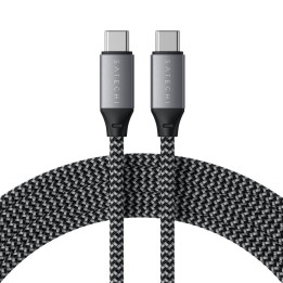Кабел Satechi, USB-C към USB-C 100W, плетен, 2m, Grey - ST-TCC2MM - 1