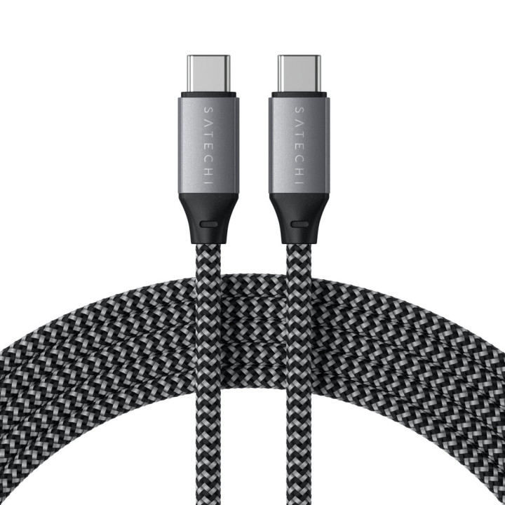 Кабел Satechi, USB-C към USB-C 100W, плетен, 2m, Grey - ST-TCC2MM - 1