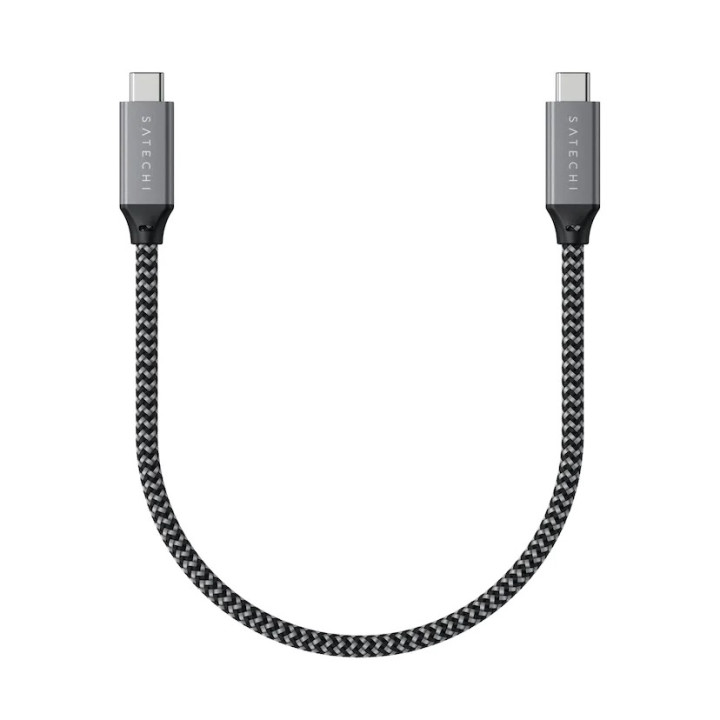 Кабел Satechi USB4 C-to-C, 40Gbps, 25cm, плетен, сив - ST-U4C25M - 1