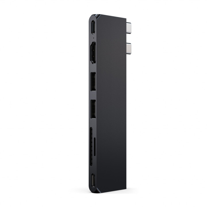 USB хъб Satechi PRO HUB SLIM, 1xUSB4, 1xHDMI, 2xUSB-A, 1xUSB-C, SD/MicroSD четец до 104MB/s UHS-I, Midnight Black - ST-HUCPHSD -