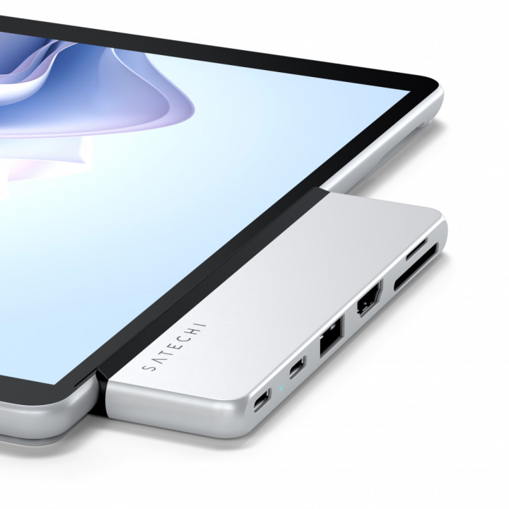 Хъб Satechi Dual USB-C за Surface Pro 9, 1x USB4 100W PD, 1x HDMI 2.0 4K/60Hz, 2x USB-C 3.2 Gen 2, 1x USB-A 3.2 Gen 2, SD/microS