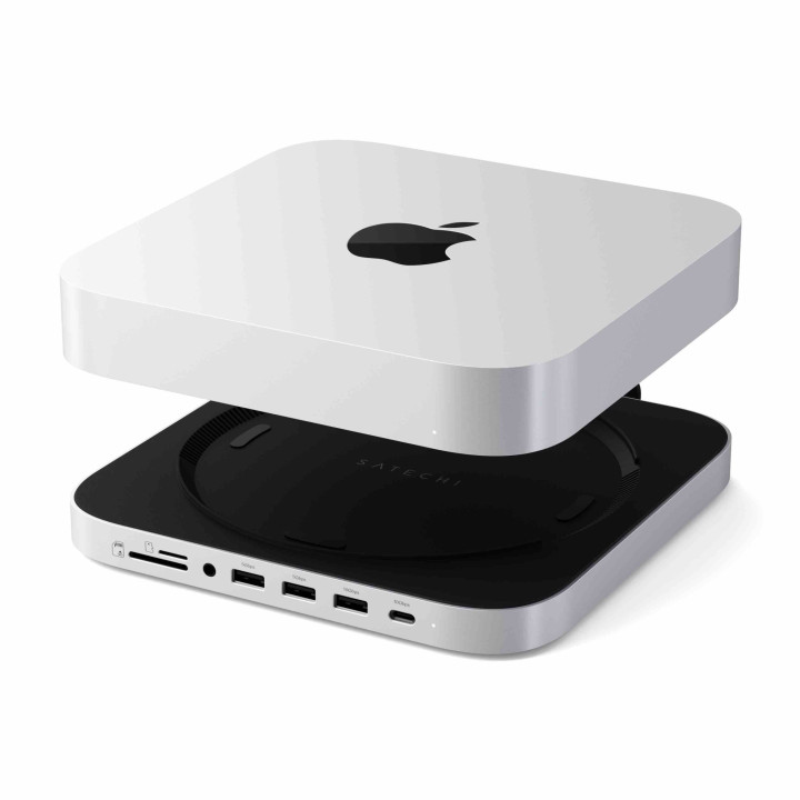 Докинг станция Satechi за Mac Mini/Studio, 1x USB-C 3.2, 1x USB-A 3.2, 2x USB-A 3.0, 3.5mm аудио, Micro/SD четец, отделение за N