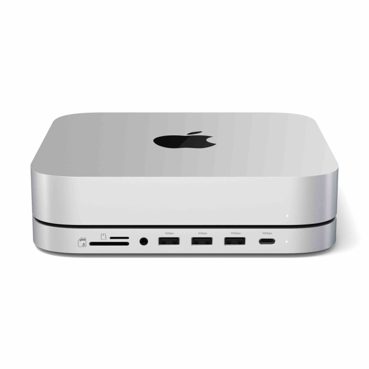 Докинг станция Satechi за Mac Mini/Studio, 1x USB-C 3.2, 1x USB-A 3.2, 2x USB-A 3.0, 3.5mm аудио, Micro/SD четец, отделение за N