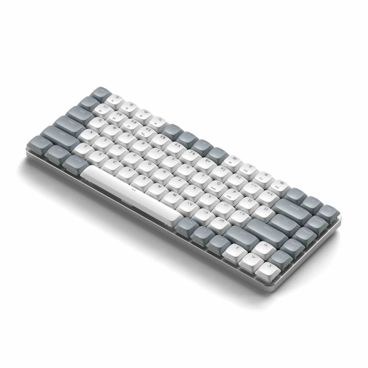 Bluetooth механична нископрофилна геймърска клавиатура Satechi SM1 Slim, Backlit, Windows Keycaps, 2.4GHz USB Receiver, Grey/Whi
