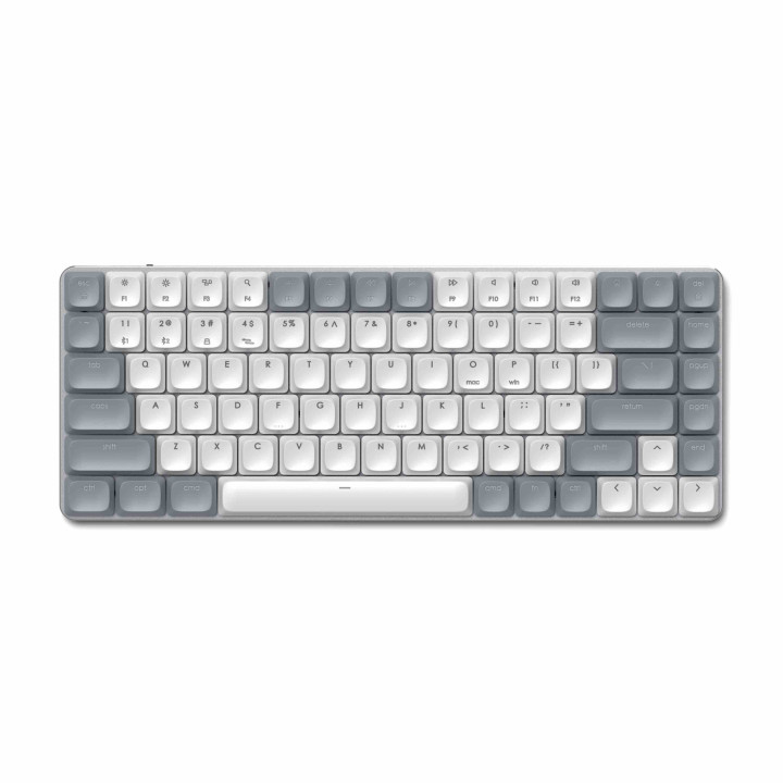 Bluetooth механична нископрофилна геймърска клавиатура Satechi SM1 Slim, Backlit, Windows Keycaps, 2.4GHz USB Receiver, Grey/Whi