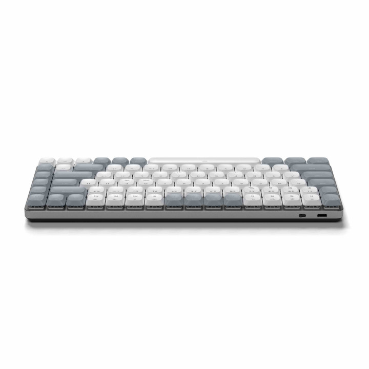 Bluetooth механична нископрофилна геймърска клавиатура Satechi SM1 Slim, Backlit, Windows Keycaps, 2.4GHz USB Receiver, Grey/Whi