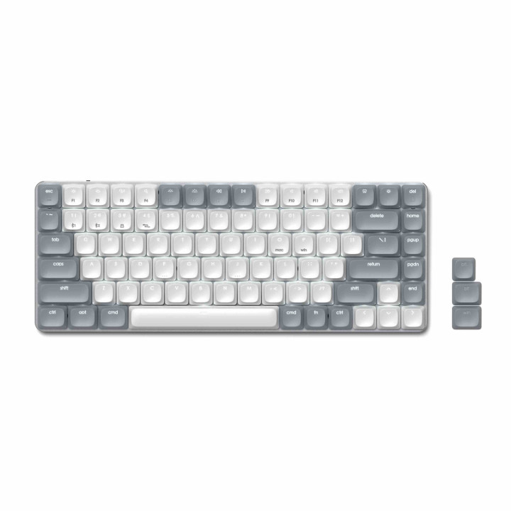 Bluetooth механична нископрофилна геймърска клавиатура Satechi SM1 Slim, Backlit, Windows Keycaps, 2.4GHz USB Receiver, Grey/Whi