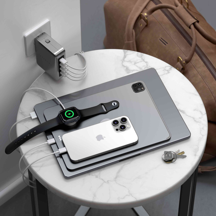 Зарядно устройство Satechi Travel Charger, 145W, 4x USB-C PD, адаптери UK/EU/AU/US, калъф тип мрежа, Space Grey - ST-W145GTM - 3