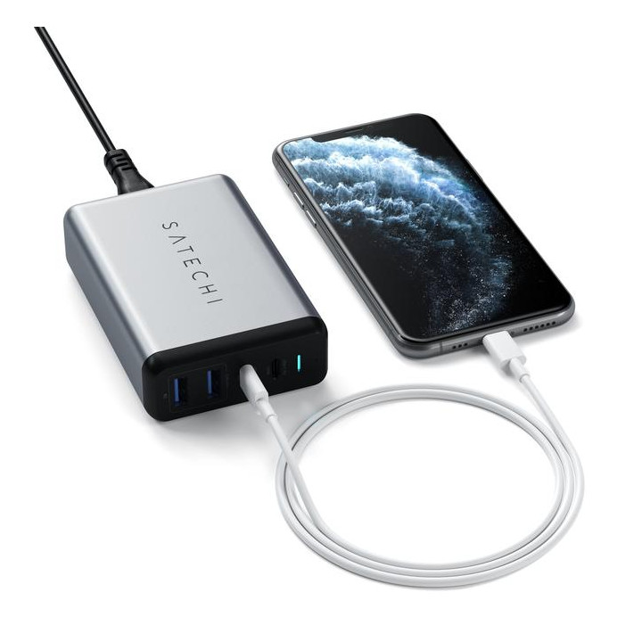 Зарядно устройство Satechi, 75W, 2x USB-A, USB-C PD 18W, USB-C PD 60W, Space Grey - ST-MC2TCAM - 3