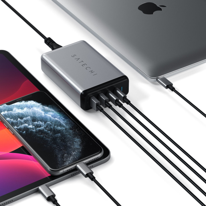 Зарядно устройство Satechi, 75W, 2x USB-A, USB-C PD 18W, USB-C PD 60W, Space Grey - ST-MC2TCAM - 4