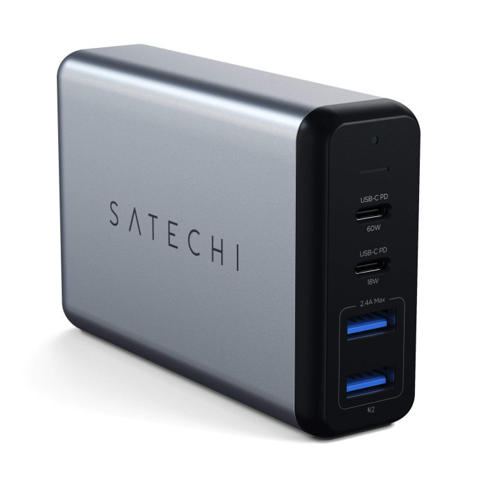 Зарядно устройство Satechi, 75W, 2x USB-A, USB-C PD 18W, USB-C PD 60W, Space Grey - ST-MC2TCAM - 5