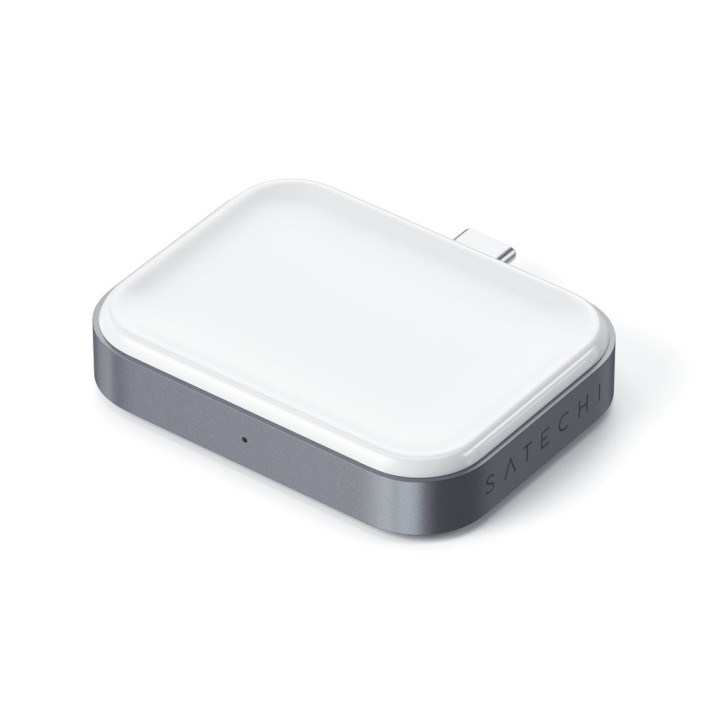 Безжично зарядно Satechi, докинг станция за AirPods 5W USB-C, Space Grey - ST-TCWCDM - 1