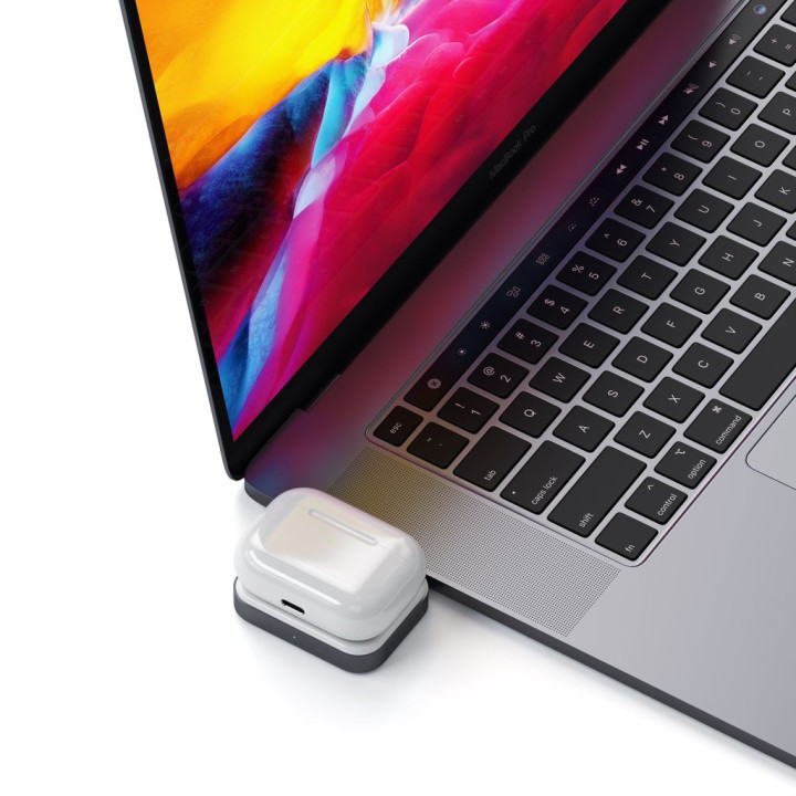 Безжично зарядно Satechi, докинг станция за AirPods 5W USB-C, Space Grey - ST-TCWCDM - 2