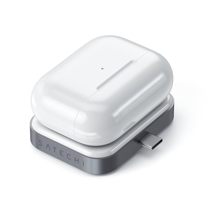 Безжично зарядно Satechi, докинг станция за AirPods 5W USB-C, Space Grey - ST-TCWCDM - 4
