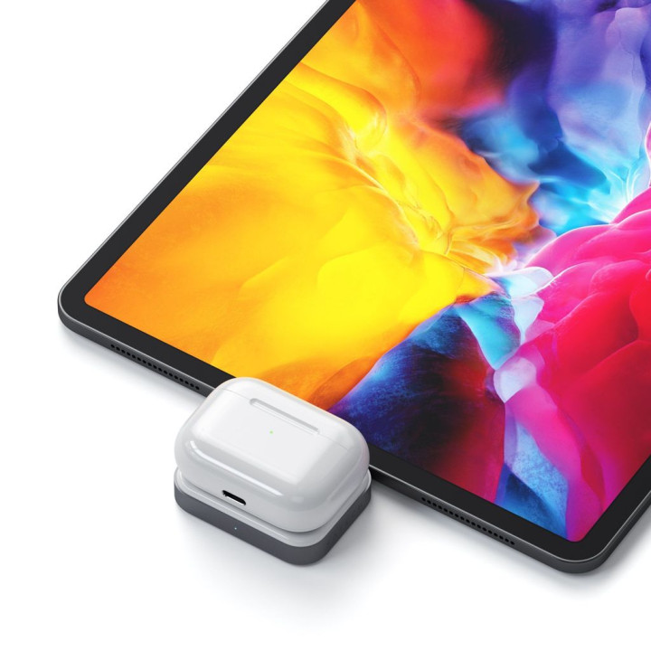 Безжично зарядно Satechi, докинг станция за AirPods 5W USB-C, Space Grey - ST-TCWCDM - 6
