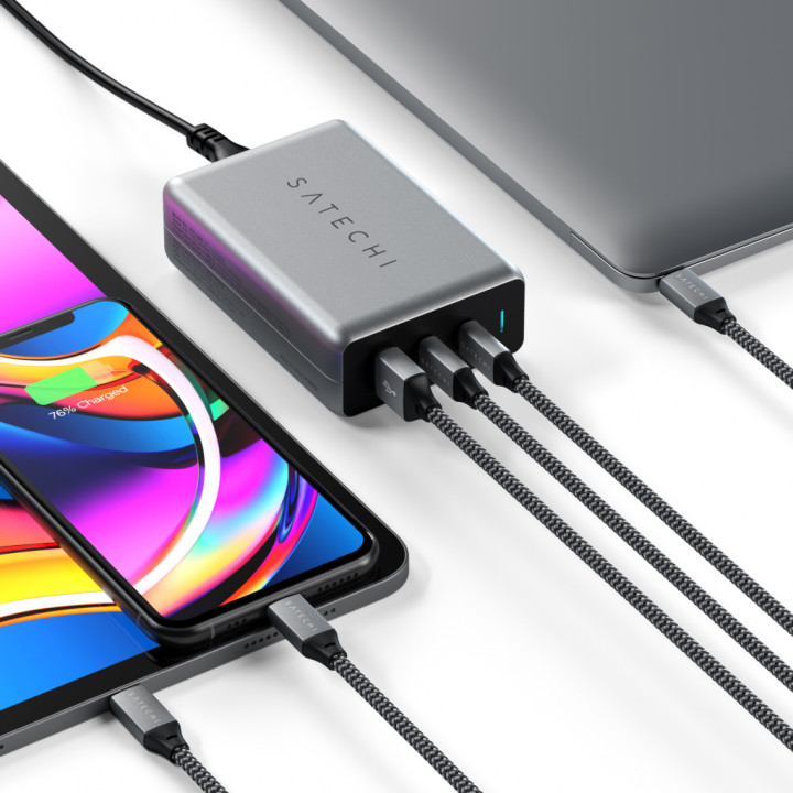 Зарядно устройство Satechi Compact GaN, 100W, 4x USB-C PD, 1x USB-A - ST-TC100GM-EU - 8
