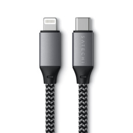 Кабел Satechi USB-C към Lightning, 25cm, Space Grey - ST-TCL10M - 1