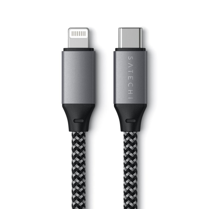 Кабел Satechi USB-C към Lightning, 25cm, Space Grey - ST-TCL10M - 1