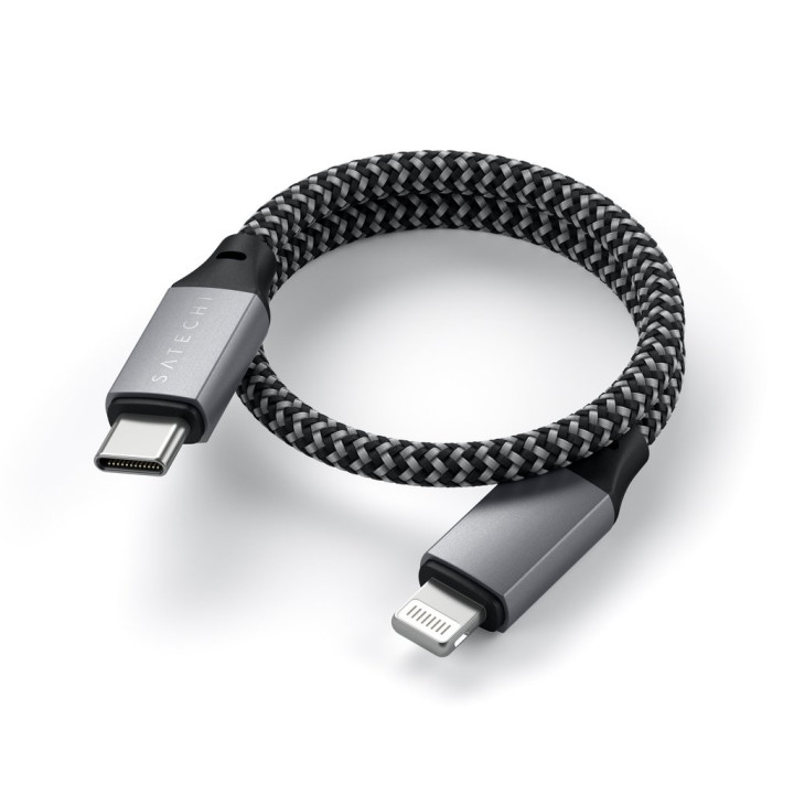 Кабел Satechi USB-C към Lightning, 25cm, Space Grey - ST-TCL10M - 2
