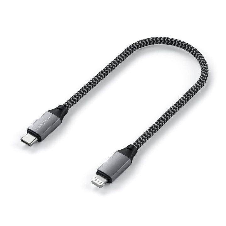 Кабел Satechi USB-C към Lightning, 25cm, Space Grey - ST-TCL10M - 3
