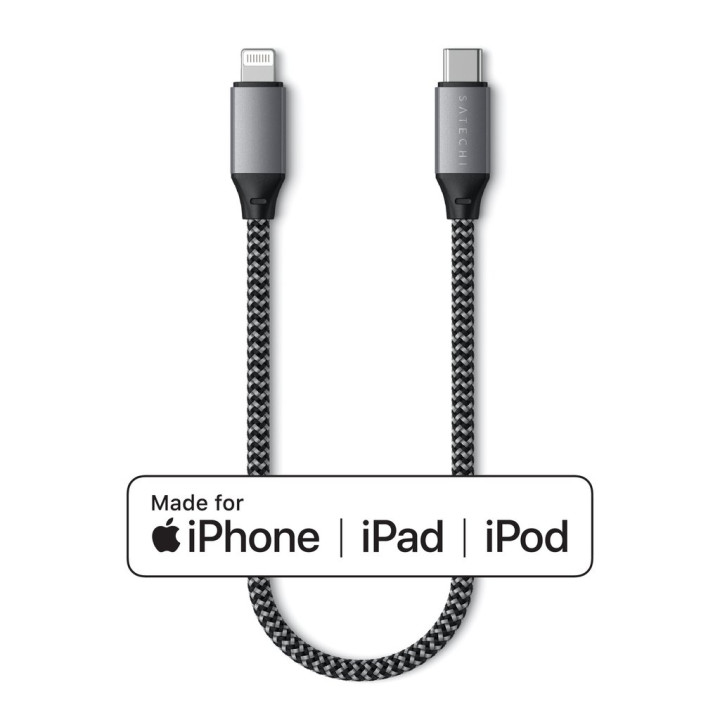 Кабел Satechi USB-C към Lightning, 25cm, Space Grey - ST-TCL10M - 4