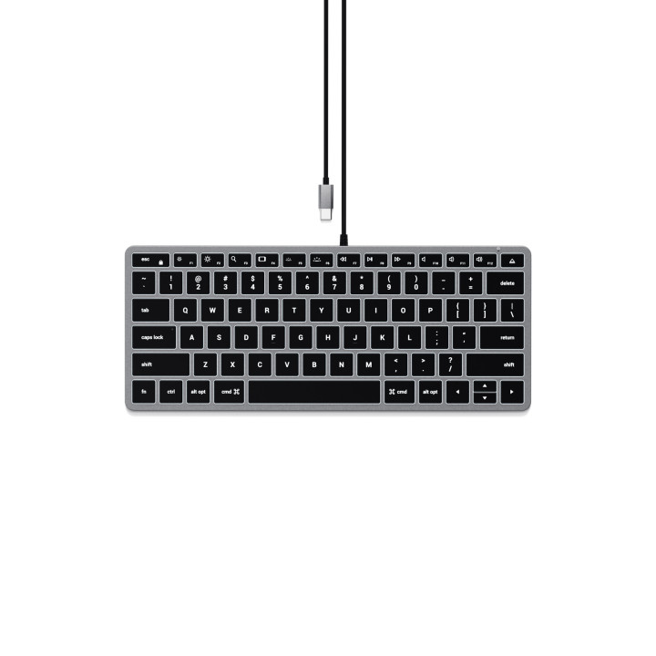 Клавиатура Satechi Slim W1, жична, USB-C, с подсветка, US layout, Space Grey - ST-UCSW1M - 1