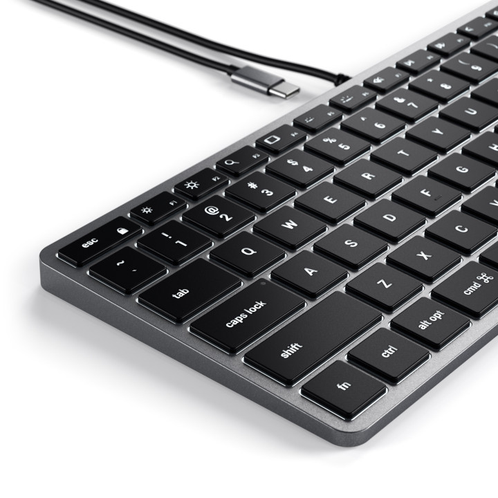 Клавиатура Satechi Slim W1, жична, USB-C, с подсветка, US layout, Space Grey - ST-UCSW1M - 2