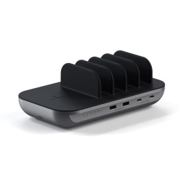 Зарядна станция Satechi Dock 5, 2x USB-C PD 20W, 2x USB-A 12W, безжично зареждане, Space Grey - ST-WCS5PM-EU - 1