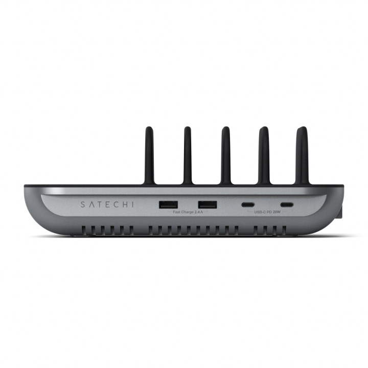 Зарядна станция Satechi Dock 5, 2x USB-C PD 20W, 2x USB-A 12W, безжично зареждане, Space Grey - ST-WCS5PM-EU - 2