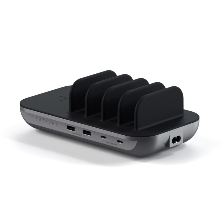 Зарядна станция Satechi Dock 5, 2x USB-C PD 20W, 2x USB-A 12W, безжично зареждане, Space Grey - ST-WCS5PM-EU - 4