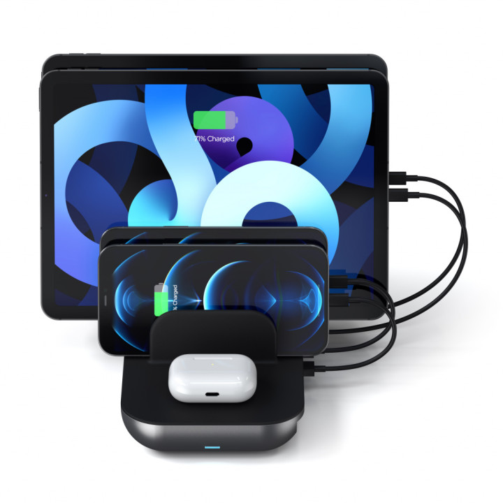 Зарядна станция Satechi Dock 5, 2x USB-C PD 20W, 2x USB-A 12W, безжично зареждане, Space Grey - ST-WCS5PM-EU - 7