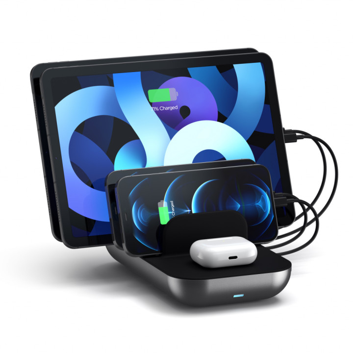 Зарядна станция Satechi Dock 5, 2x USB-C PD 20W, 2x USB-A 12W, безжично зареждане, Space Grey - ST-WCS5PM-EU - 8
