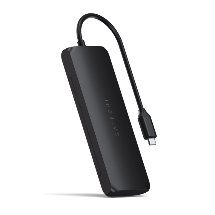 USB-C хъб Satechi Aluminium Hybrid Multiport, SSD кутия, HDMI 4K, 2 x USB-A 3.1 Gen 2 до 10 Gbps, Black - ST-UCHSEK - 1