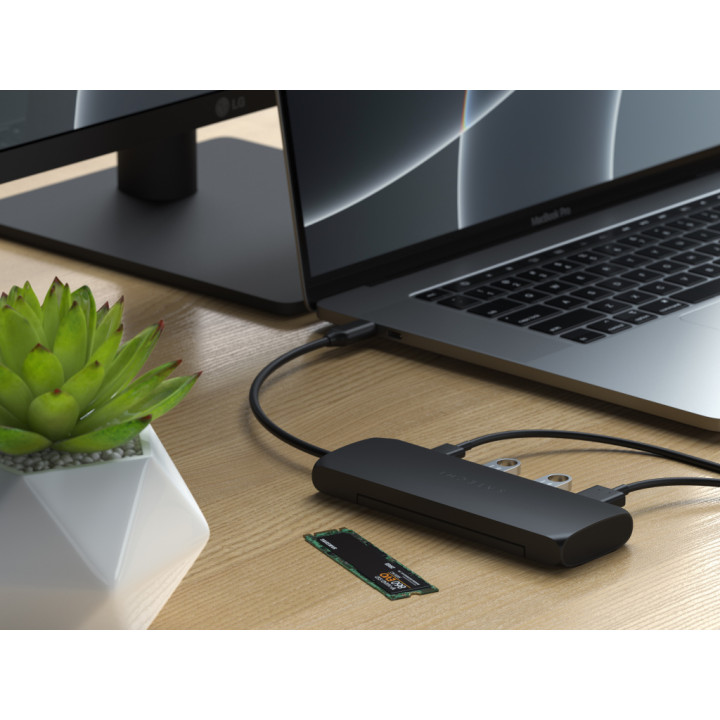 USB-C хъб Satechi Aluminium Hybrid Multiport, SSD кутия, HDMI 4K, 2 x USB-A 3.1 Gen 2 до 10 Gbps, Black - ST-UCHSEK - 2