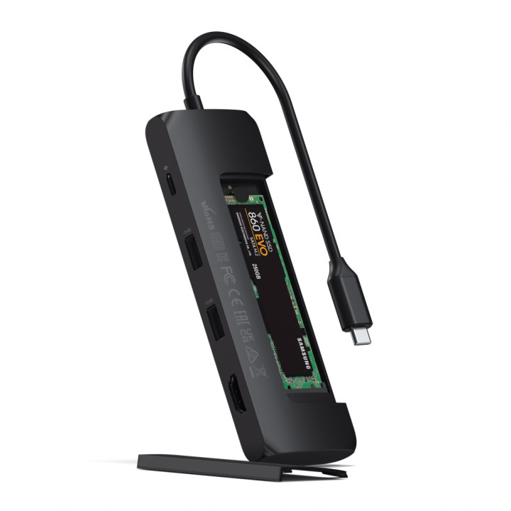 USB-C хъб Satechi Aluminium Hybrid Multiport, SSD кутия, HDMI 4K, 2 x USB-A 3.1 Gen 2 до 10 Gbps, Black - ST-UCHSEK - 4