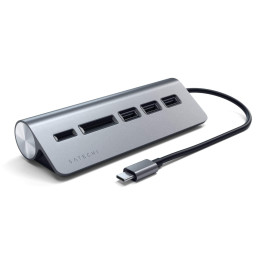 USB хъб Satechi Aluminium Type-C, 3x USB 3.0, MicroSD, Space Grey - ST-TCHCRM - 1