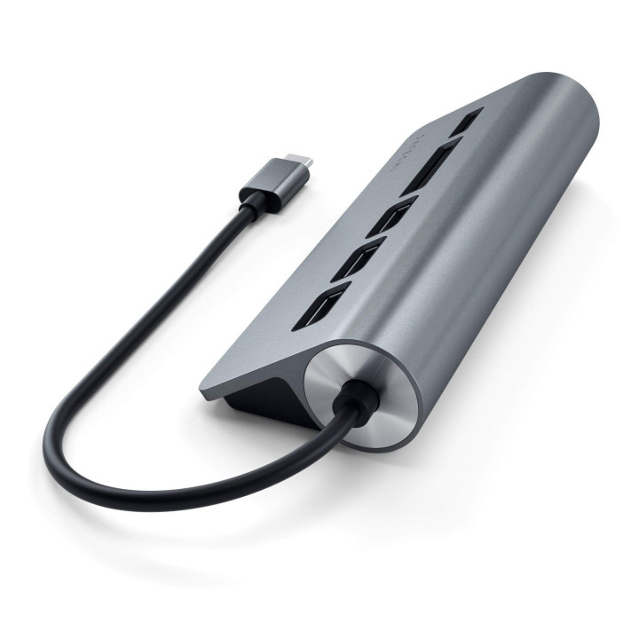 USB хъб Satechi Aluminium Type-C, 3x USB 3.0, MicroSD, Space Grey - ST-TCHCRM - 3