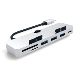 USB хъб Satechi Aluminum CLAMP PRO, 3x USB 3.0, MicroSD, USB-C, Silver - ST-TCIMHS - 1