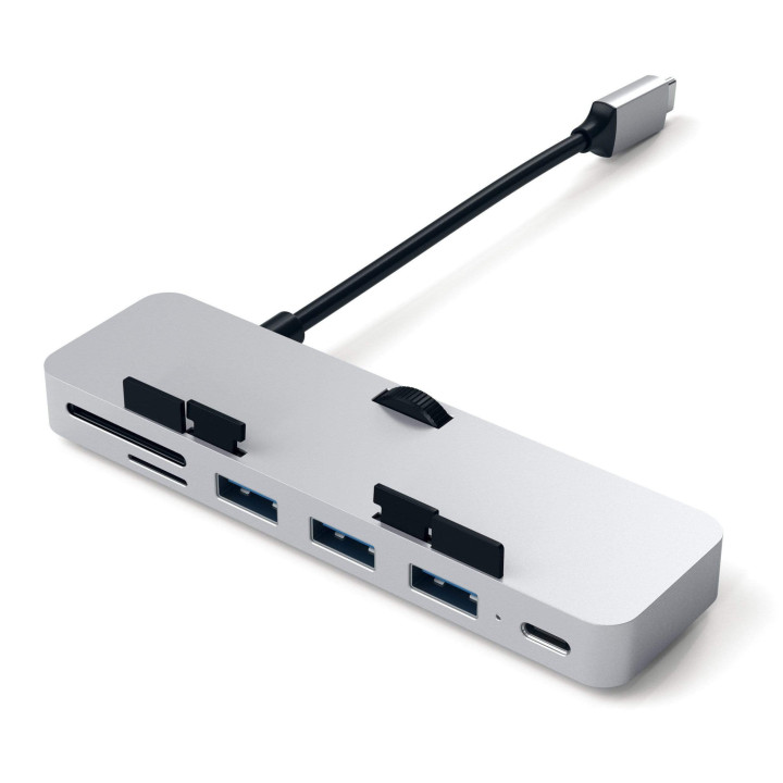 USB хъб Satechi Aluminum CLAMP PRO, 3x USB 3.0, MicroSD, USB-C, Silver - ST-TCIMHS - 4