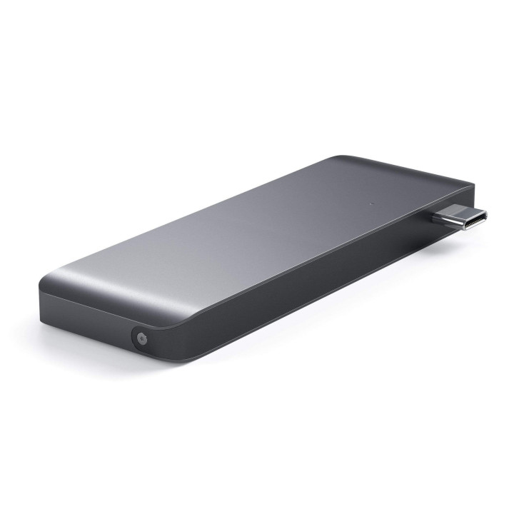 USB хъб Satechi Aluminium Type-C Passthrough, 3x USB 3.0, MicroSD четец, Space Grey - ST-TCUPM - 2