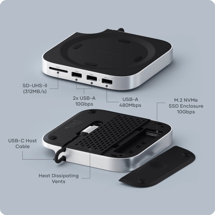 Стойка с хъб и кутия за SSD Satechi Mac Mini M4 Stand & Hub - ST-GNMMES - 3