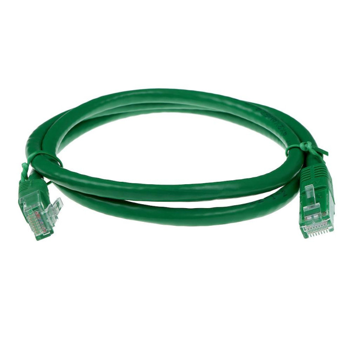 Мрежов пач кабел ACT, U/UTP Cat 6, RJ-45 - RJ-45, 1 m, медни проводници, зелен, булк опаковка - IB8701 - 2