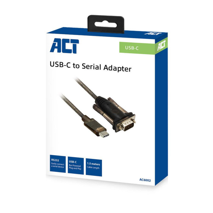 Конвертор ACT AC6002, USB-C мъжко - RS232 мъжко 9 pin, 1.5 м, черен - AC6002 - 5