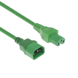 Захранващ кабел ACT, IEC C14 - IEC C15, 2m, Зелен - AK5310 - 1