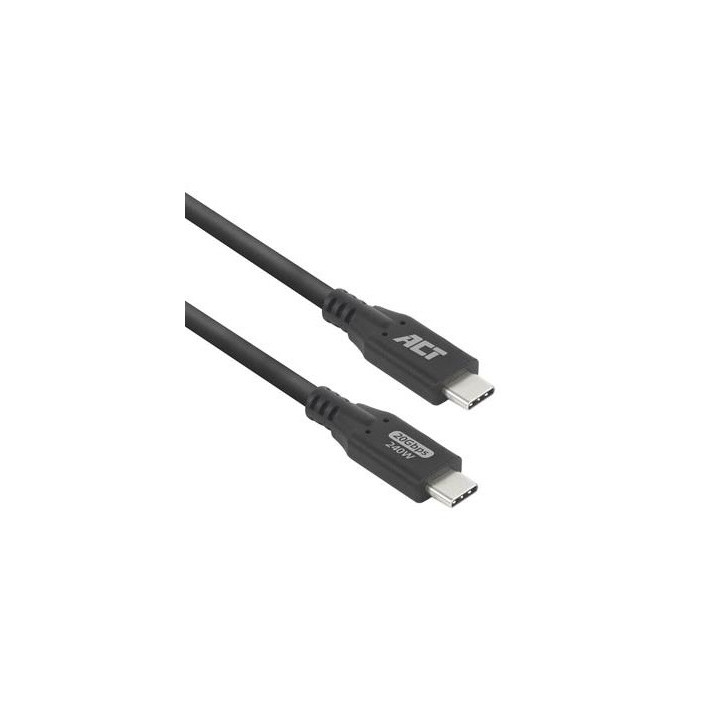 Кабел ACT, USB-C към USB-C, 2 м, USB4 20Gbps 240W, черен - AC7422 - 1