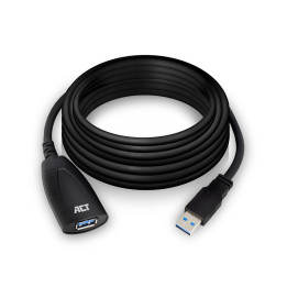 Удължителен кабел ACT AC6105, USB 3.2 Gen 1 USB-A към USB-A, активен, 5м, екраниран, черен - AC6105 - 1