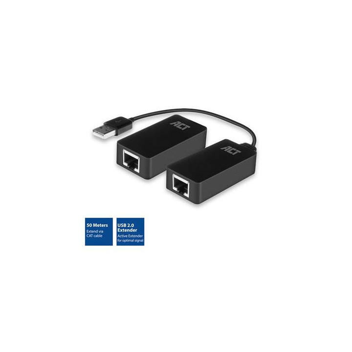 Активен USB удължител ACT, USB 2.0, USB-A мъжки/USB-A женско, UTP до 50 м, 480 Mbit/s - AC6063 - 1