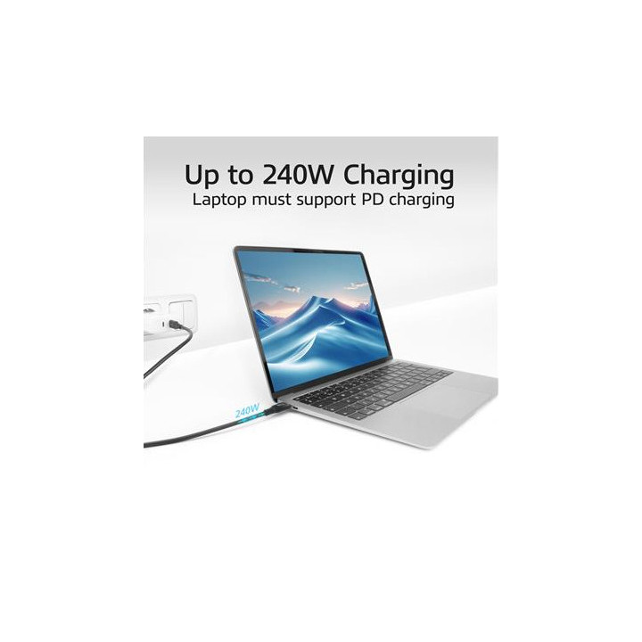 Кабел ACT USB-C към USB-C, 0.5 м, USB4 20Gbps, 240W, 8K, черен - AC7420 - 4