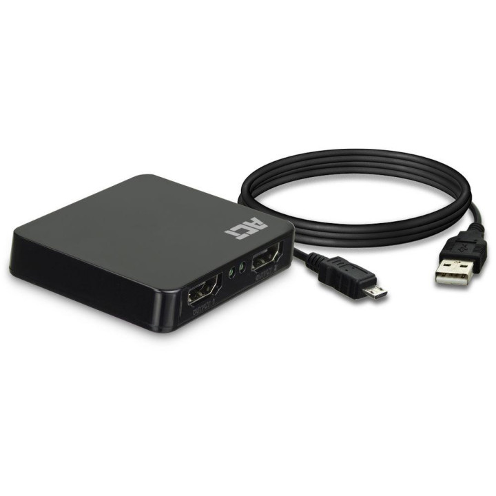 HDMI сплитер ACT, 1 вход към 2 изхода, 4K@30Hz, USB захранване, черен - AC7835 - 2