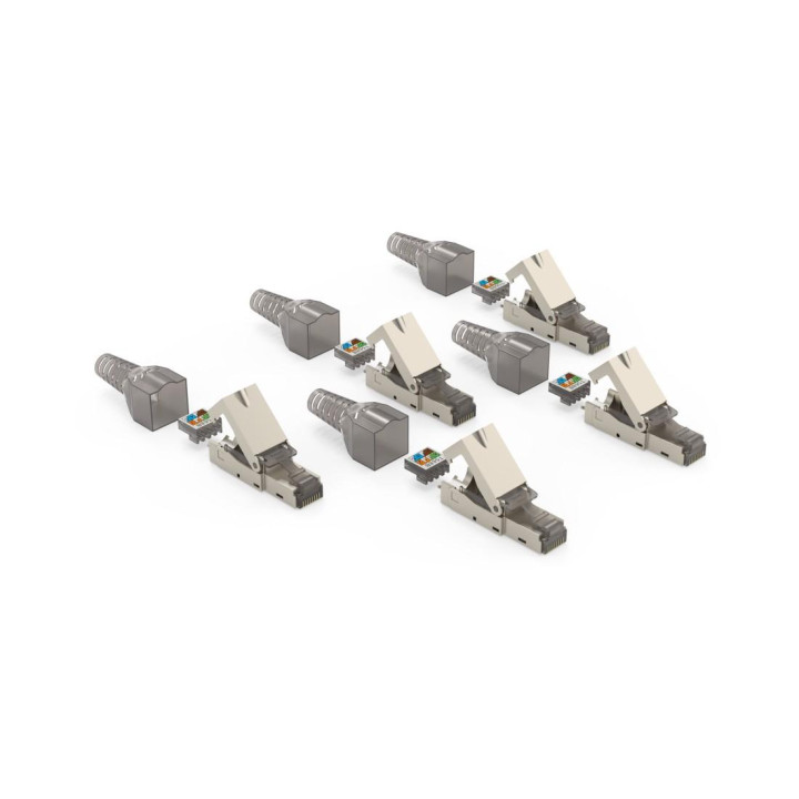 Комплект мрежови конектори HAMA Essential, 5 бр, RJ-45, CAT 6a, 10 Gbit/s, екраниран, инсталиране без инструменти - HAMA-200793 